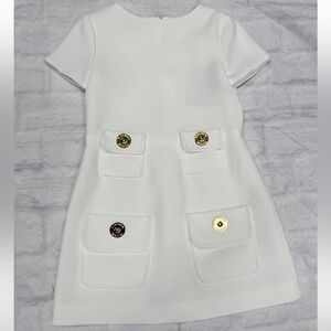 Elisabetta Franchi Girls' Formal Dress with Gold Button Pockets